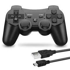 PS3 用 ワイヤレスコントローラー 6軸センサー DUAL SHOCK3 ゲームパット 互換対応 USB ケーブル 日本語説明書 付き(黑) 0
