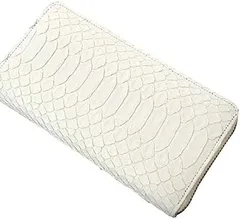 《期間限定SALE》《送料無料＆税込価格》《新品未使用》《数量限定》《特別価格》RED CROW -レッドクロウ-！本パイソンレザー！蛇革！ホワイトマット加工！国内製造！希少な腹部センター取り！縁起担ぎ！ラウンドファスナーロングウォレット　PM-103