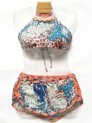 フラワー刺繍クロップ 水着 ブラジリアン ビキニ