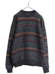 【お得なクーポン配布中!】 ペルー製 総柄 アルパカ ニット セーター メンズ M 程/ 古着 セーター フェアアイル ノルディック 毛足 ミドルゲージ モックネック モヘア