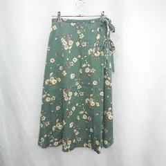 ◇ ⊂ le.coeur blanc ルクールブラン 総柄 ロング丈 フレア スカート サイズ38 グリーン ベージュ レディース E  【1502060030717】