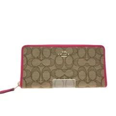 ▼▼COACH コーチ レディース長財布 ラウンドファスナー キャンバス シグネチャー アコーディオンジップ F53539 ピンク