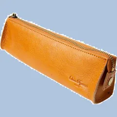 【特価商品】革 レザー イタリアンレザー おしゃれ スムーズな スリム ファスナー 本革 小さい 筆箱 万年筆 ペンケース ペン Teporna] 文房具 [Dom ブラウン