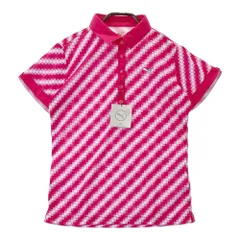 サイズ：M PUMA GOLF プーマゴルフ  ロゴ刺繍入り 半袖ポロシャツ 総柄 ピンク系 [240101495907] ゴルフウェア レディース ストスト