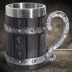 ビール ジョッキ グラス ステンレス 600mL ブラウン【海賊 海賊ジョッキ】バレルビールジョッキ マンガ コップ 夏 キャンプ 大容量