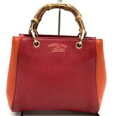 GUCCI グッチ  368823 ミニショッパー スウィング ハンドバッグ レザー バンブー レッド ピンク オレンジ 赤 ゴールド金具 レディース ファッション かわいい