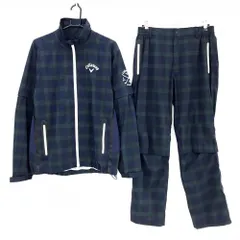 ★SALE価格★【超美品】キャロウェイ レインウェア上下セット(2WAYブルゾン×パンツ) ネイビー×グリーン チェック メンズ L ゴルフウェア Callaway