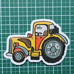 防水ステッカー【A13】車 トラクター 働く車 黄色 かっこいい 畑仕事