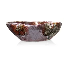 盆栽鉢 4.5号 葉型 茶窯変 信楽焼 陶器 皿 浅型 山野草 雑木 松柏 多肉 ミニ 小品 小さい 約14.5センチ（1〜2センチ程度の個体差あり、幅14.5〜17センチ）うめきち盆栽用品店