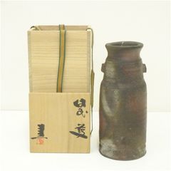 共箱・陶歴付き】唐津焼 大杉皿屋窯 大橋裕 作 朝鮮唐津 双耳花入 花瓶