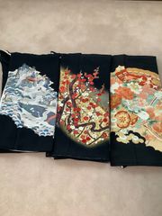 まとめ売 正絹京友禅黒留袖 鳳凰 菊 桜 新品未仕立 着物リメイク 誂え