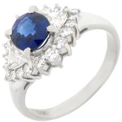リング 指輪 ブルーサファイア ダイヤリング Pt900 サファイア プラチナシルバー ブルー 青  12号【中古】