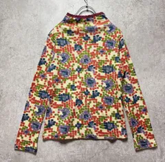 Jocomomola ホコモモラ de Sybilla シビラ　日本製 モザイク 花柄 ニット トップス 40サイズ 長袖 カラフル 北欧風 ハイネック　スタンドネック　ボトルネック　レトロポップ