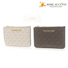 ■ マイケルコース パスケース コインケース 2点セット 35H9GTVP1B ファスナー式 レディース ホワイト ブラウン タグ付き 新品 未使用