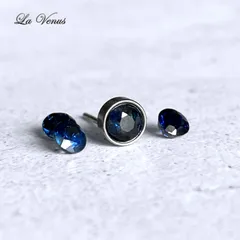 ✴︎静寂の青✴︎ つけっぱなしOK 天然 ブルーサファイア 一粒 ベゼルピアス 3.7mm 316 サージカルステンレス 片耳用 金属アレルギー対策 スタッド 9月誕生石