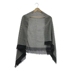 【美品】  Haider Ackermann / ハイダーアッカーマン | スクエアボーダー 大判ストール | ホワイト / グレー