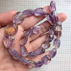【天然石】アメトリン ファセットカット連 26ピース 約56g アメジスト＆シトリン バイカラー 美しい紫とイエローの輝き ネックレス・ピアス・ブレスレット素材に