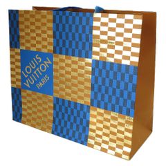ルイヴィトン LOUIS VUITTON 紙袋 正規店 ペーパーバッグ ショッパー マルチカラー オレンジ＋ブルー＋ゴールド 40×34×16cm【ブランド付属品】【紙袋】(ec)