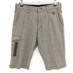 【美品】エドウィンゴルフ ハーフパンツ ブラウン×白 チェック柄 ティー装着可 メンズ M ゴルフウェア EDWIN GOLF