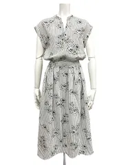 【中古】IENA イエナ ワンピース レディース ストライプフラワースキッパーシャツワンピース ホワイト サイズ36＿S28＿セルモアから出品＿s-1276-r28