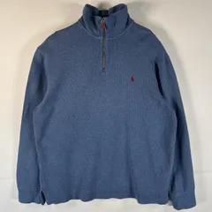 古着 90's/90年代 ポロバイラルフローレン Polo by Ralph Lauren スウェット ハーフジップ ニット トレーナー L  ブルー系 メンズ
