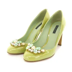 ドルチェ&ガッバーナ ドルガバ DOLCE&GABBANA ビジュー エナメル パンプス ハイヒール チャンキーヒール 38 25cm 緑 グリーン /SRのサムネイル