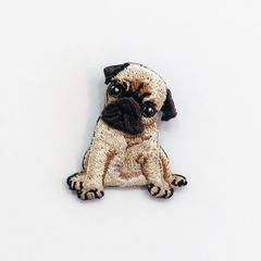 【LM / エルム】ブローチ パグ (フォーン)  /  立体刺繍アクセサリー DOG ベージュ
