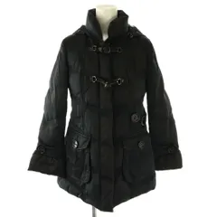 バーバリーブルーレーベル BURBERRY BLUE LABEL 裏地ノバチェック柄 フーディー ダウンジャケット ダッフル 38 ブラック /ES ■OS