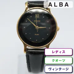 【稼働品】SEIKO ALBA セイコー アルバ ESTATE レディス 腕時計 ブラック クオーツ 全面ガラス