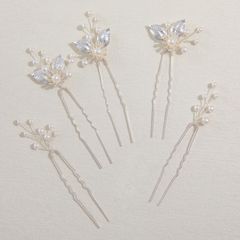 新品 Famihot 髪飾り ヘアアクセサリー 花 木の葉モチーフ パールヘアピン 5本セット Uピン ヘッドドレス ウェディング 結婚式 お呼ばれ 披露宴 卒業式 発表会 和装用 手作り髪飾り 合金製 (05)
