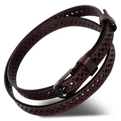 [Harewith] ベルト レディース 本革 細ベルト 【長さ調整可能】 柔らかい 軽量 (ブラウン柄) [ブラウン柄]