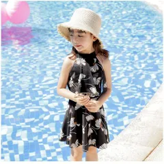 ☆ ブラック ☆ M(100cm) ☆ 水着 lyswim201 キッズ 水着 女の子 セパレート 女 女子 上下セット 2点セット スカート かわいい 可愛い 女児用 キッズ水着 ジュニア 保育園 幼稚園 小学生 水遊び プール 海 こども 子供 スイミング