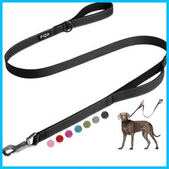 【数量限定】リード 犬用 ロングリード 持ち手2個 柔らかいパッド付き 小型犬 中型犬 Fida 大型犬 ペット用 訓練リード 夜間反射 (1.5ｍ ブラック)