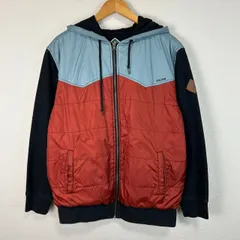 VOLCOM ボルコム 切替 パーカー ジャケット  キルティング  スウェット  黒 ブラック グレー レッド  アウトドア  古着 メンズM ストリートのサムネイル
