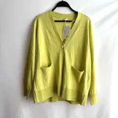 新品未使用タグ付きself serviceカーディガン黄緑グリーン長袖無地M
