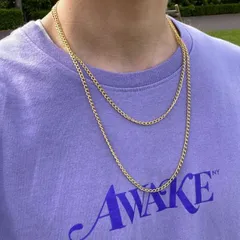 〇【3ｍｍ】2本セット ゴールド チェーンネックレス メンズ