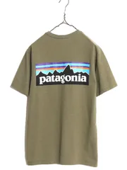 【お得なクーポン配布中!】 22年製 パタゴニア 両面 プリント 半袖 Tシャツ メンズ XS / Patagonia アウトドア フィッツロイ P6 ボックスロゴ バックプリント カーキ