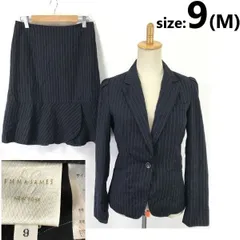 美品★エマジェイムス/EMMA JAMES★春夏セットアップ/スカートスーツ【レディース上下9/紺×白/navy blue×white/ストライプ】◆sBH856<sale>