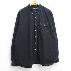 XL/古着 ラルフローレン 長袖 ブランド シャツ メンズ 90s 大きいサイズ コットン ボタンダウン 黒 ブラック ストライプ 25jun19 中古 トッ