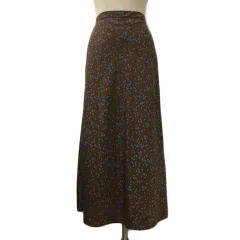 ビーミングバイビームス B:MING LIFE STORE by BEAMS スカート フレア ロング 花柄 総柄 ウエストゴム M 茶 水色 ブラウン ライトブルー