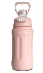 【在庫処分】【飲み口2way設計】 水筒 ワンタッチ 真空断熱 ストロー付き 直飲み 保冷 保温 ステンレス マグボトル Samlyru 600ml 800ml 頑丈 濡れ防止 持ち手付き 洗浄用スポンジ付き スポーツ/お出かけ (ピンク 600ml)