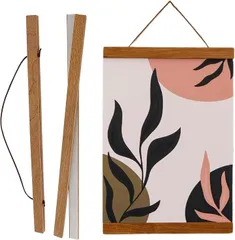 East Leaf タペストリー棒 ポスターハンガー マグネット 壁掛け 和風 穴を開けない 額縁 木製 2点セット(ブナ,  31cm (A3))