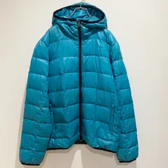 CAMP7 キャンプセブン　メンズ　アウター　ダウンジャケット　キルティングジャケット　スタンドカラー　フード付き　フルジップ　両サイドポケット　無地　ターコイズブルー系　LLサイズ　ダウン90％　フェザー10％　シンプル　カジュアル　SU837h1267