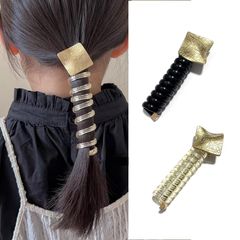 【数量限定】ヘアアクセサリー ヘアアクセ ワイヤーポニー 電話コードスパイラルヘアゴム コイルアップ - ポニーテールホルダー、スパイラルヘアゴム、ゴム、コイルポニー 女の、電話コード型ヘアゴム、ヘアゴム HAPVITAL (メタルキューブ)