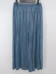 ◇ natural couture サテン調 ウエストゴム ロング プリーツ スカート サイズF ブルー系 レディース P  【1307150005220】