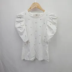 ◇ ⊂ tocco closet luxe トッコ クローゼット ビジュー装飾 半袖 カットソー サイズM ホワイト レディース E  【1506190009889】