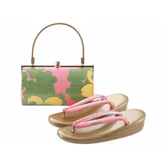 訳あり 振袖用 合皮 二枚芯 草履 バッグセット ゴールド系 bs-376-37