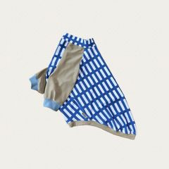 犬服　4L胴回76　COOLストレッチ　北欧格子柄BL×BR袖　八分袖