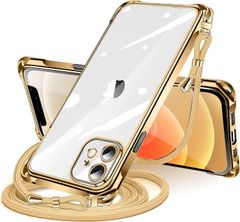 iPhone 13 用 ケース クリア ショルダー iPhone13 スマホケース アイフォン13 カバー 肩掛け 斜めかけ 縄掛けケース 透明 TPU ストラップ付き 携帯ケース 薄型 軽量 耐衝撃 紐付き 斜めがけ 織りストラップ付き ネックストラップ シ