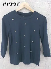 ◇ united arrows a day in the life ビジュー 七分袖 カットソー ネイビー レディース 【中古】 【1002800747627】